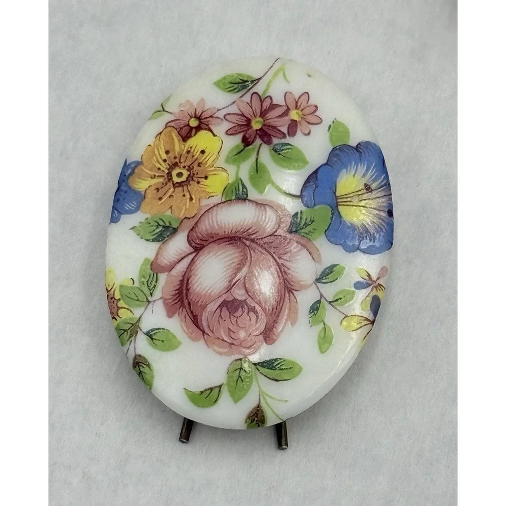 Vintage Floral‎ Porcelain Filigree Barrettes Lot Butterfly Oval